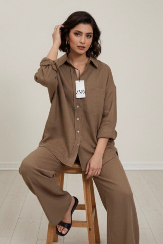 ZARA CORD SET BROWN