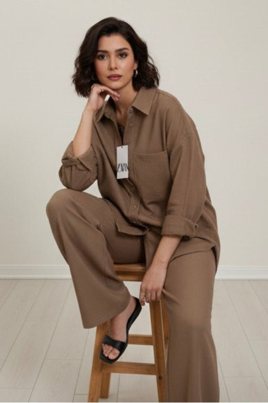 ZARA CORD SET BROWN